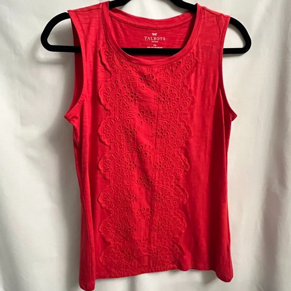 Talbots Tops - Talbots Red Eyelet Sleeveless Top in Women's Size M Petite